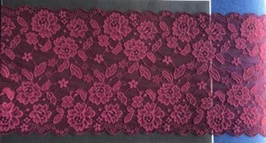 10/1 meter elastic floral design lace polyester spandex Trim 18.3CM Maroon - Picture 1 of 3