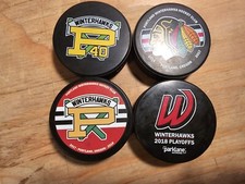 Lot Of 4 WHL Team Logo Souvenir Hockey Pucks Portland Winterhawks