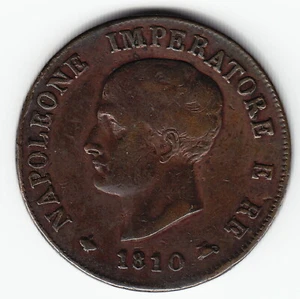 KINGDOM of NAPOLEON 1 soldo 1810-M C3.2 Cu Milan HIGH GRADE - VERY NICE PORTRAIT - Picture 1 of 2
