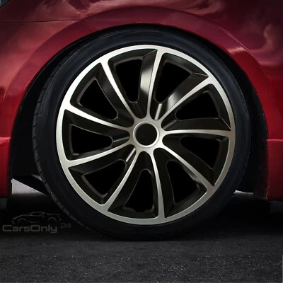 4x Radkappen 15 Zoll Quad Bicolor Radzierblenden silber  schwarz silver black - Bild 1 von 4