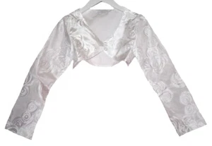 MONNY festliche weiße Bolero-Jacke Kreise für Kommunion, Hochzeit  Gr. 134 - 146 - Bild 1 von 2