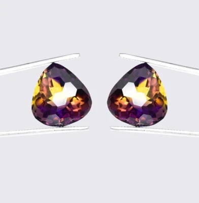 1 Par 15 x 15 MM Natural Bicolor Bolivia Ametrino Piedras Preciosas Sin Tratar Certificadas Foto 1 de 4