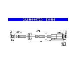 24.5104-0470.3 ATE BRAKE HOSE FRONT AXLE FOR ALFA ROMEO - Picture 1 of 6