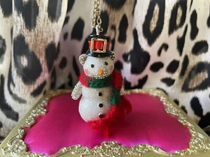 Betsey Johnson Hi Ho schillernder Glitzer Schneemann Schal lang Urlaub Weihnachten Halskette - Bild 1 von 6