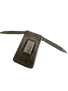 Vintage All Wheel Drive Silver Tone Money Clip w/ Knife And File - Picture 1 of 7