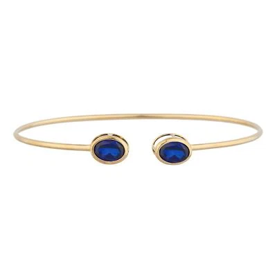 Brazalete Brazalete Bisel Ovalado Zafiro Azul Oro 14Kt Foto 1 de 3