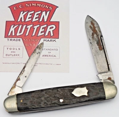 Navaja antigua Keen Kutter EC Simmons Senator con asas negras Foto 1 de 4