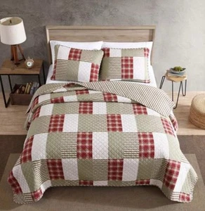 New Colorful Eddie Bauer Quilt Set Reversible Cotton Bedding with Matching Shams - Picture 1 of 3