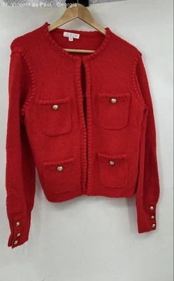 Cárdigan Suéter J.Crew Rojo Lana Merino Dorado Botón Para Hombre XS Vieira Foto 1 de 4