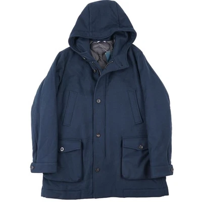 Boglioli Blue Soft Flannel Wool-Cashmere Insulated Hooded Parka M NWT Coat - Image 1 of 4