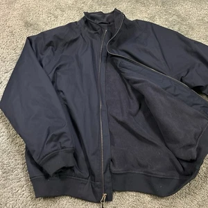 Vintage Orvis Mens Softshell Bomber Jacket L Navy Full Zip Fleece Lined - Picture 1 of 5