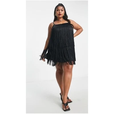 Vestido de festa Forever 21 preto franja tamanho 2X - Imagem 1 de 4