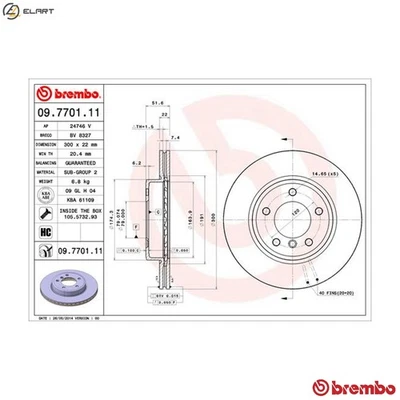 2x BRAKE DISC 09.7701.11 FOR BMW M54 B25 2.5L 6cyl 3 SERIES M43B19 1.9L M47D20 - Image 1 of 4