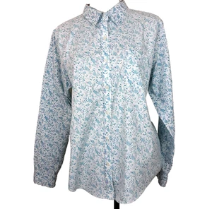 LL Bean geknöpfte Bluse Damen Größe Large schick Blumenmuster Cottagecore Prairie - Bild 1 von 8