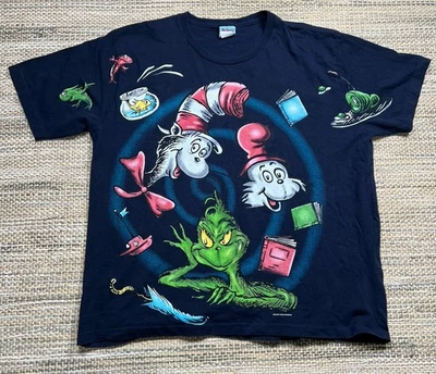 复古 Dr. Seuss Cat In The Hat The Grinch Who Stole 圣诞衬衫 尺寸 22W/24W — 第 1/4 张图片