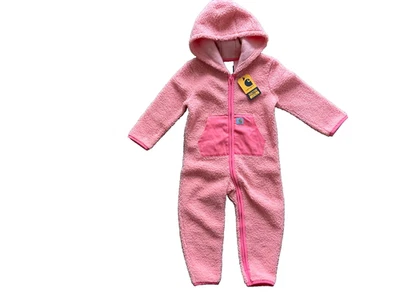 CARHARTT 1 PIEZA MONO Melocotón Sherpa Vellón CAPUCHA Cremallera Completa Niñas Talla 24 Meses NUEVO Foto 1 de 4