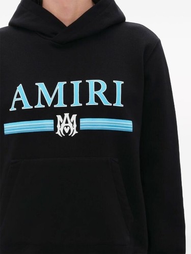 Felpa con cappuccio pullover AMIRI blu MA BAR LOGO nero taglia L nuova