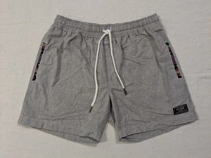 Wowie Shorts Mens Small Gray Drawstring Retro Trim Pocket Casual Summer Swim - Picture 1 of 11
