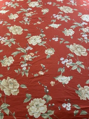 Vtg 5TH AVE DESIGNS Screen Printed Scotchguarded Fabric 2 YDSx54” Coral Floral - Image 1 of 4