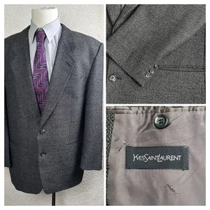 Yves Saint Laurent Mens 48R Vintage Gray 100% Wool Sport Coat - Picture 1 of 16