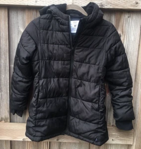 Gap Kids Puffer Winter Jacket Cold ControlMax Black Hooded Pockets Zip Size M - Picture 1 of 11