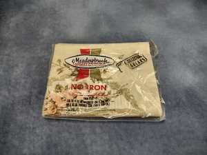 New Vintage MEADOWBROOK Luxury Percale Twin Flat Sheet Beige Floral Fabric - Picture 1 of 11