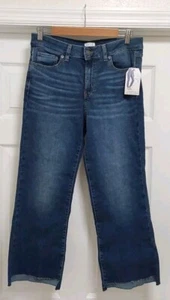 Time And Tru Jeans Damen Größe 10 Blau High Rise Flare Crop Stretch Taschen - Bild 1 von 10