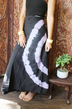 Boho Hippy Black Tie Dye Wrap Skirt Cover Up Summer Skirts Sarong Dress Onesize 
