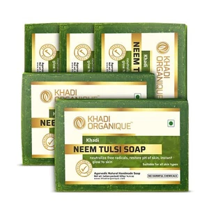 Khadi Organique Neem ingredients that fight ageing skin Tulsi Soap 125gm x 5 Pcs - Picture 1 of 5