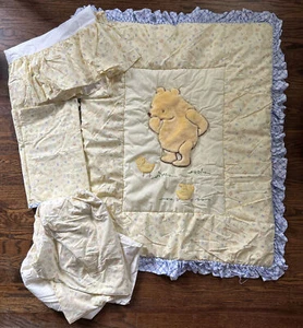 Disney Crown Craft Classic Winnie Pooh Set Crib Blanket Baby Valance Sheet lovey - Picture 1 of 10