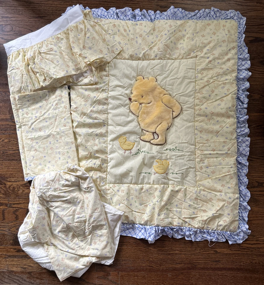 Disney Corona Artesanal Clásico Winnie Pooh Conjunto Cuna Manta Bebé Cenefa Sábana adorable Foto 1 de 4