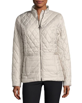 NWT Barbour Womens Charlotte Quilted Quilte Grey Jacket Green Sz US 4 fit 4-6 - Image 1 of 2