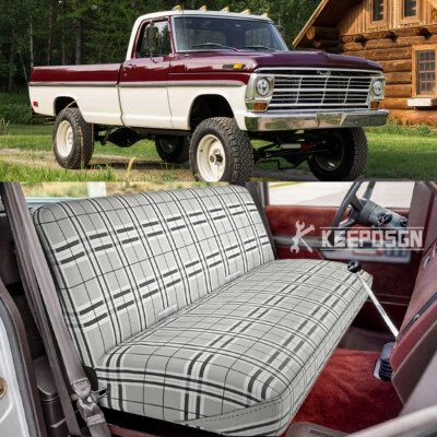 Cubierta de asiento de banco de tamaño completo gris para camioneta pickup apta para Ford F-100 F100 1953-1983 Foto 1 de 4