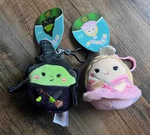 NEW 2024 Wicked Squishmallows GLINDA & ELPHABA KEYCHAIN 3" Plush Set of 2 - Picture 1 of 4