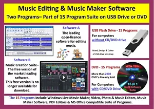 Music Maker Software + Music Editing Suite - Part of 15 Program USB or DVD - Picture 1 of 5