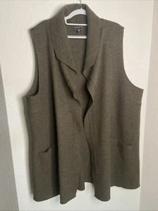 Eileen Fisher gilet lungo donna aperto davanti 100% lana oversize fluido 3X - Foto 1 di 6