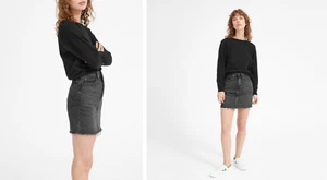 NEW EVERLANE the denim Women's mini skirt washed black 100% cotton line A Sz29 - Picture 1 of 12