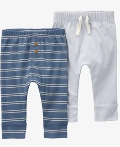 Carter’s Baby Boys 2-Pack 100% Cotton Lightweight Pull On Pants Blue 3-6 Months - Picture 1 of 4