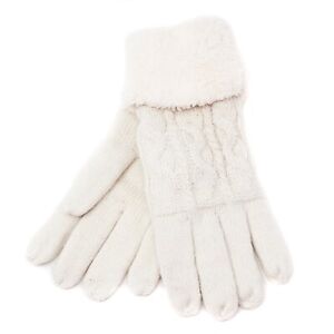 Women's Knit Winter Wool Gloves w/ Fur lining Thermal Insulated Warm Gloves 
