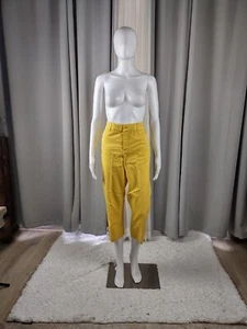 Pantalone donna JM Collection cotone giallo crop capris elastico in vita taglia 8 - Foto 1 di 9