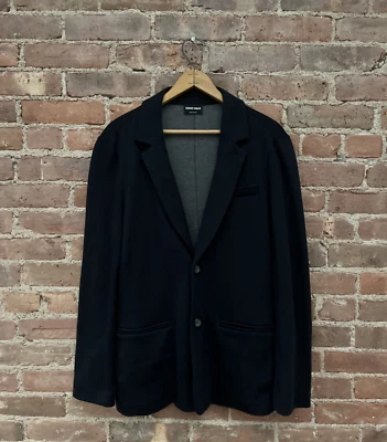 Jaqueta de malha masculina Giorgio Armani, tamanho XS, jersey azul marinho dupla face, Itália - Imagem 1 de 4