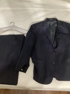 HART SCHAFFNER MARX Navy Blue Full Suit 48R Pants 38 Waist - Picture 1 of 4