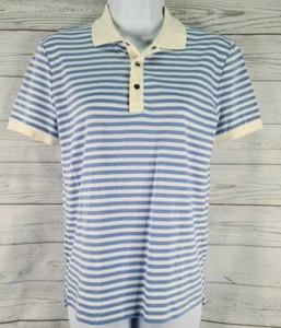 Lauren Active XS Polo Shirt Blue White Striped Short Sleeve Athletic 100% Cotton - Picture 1 of 9