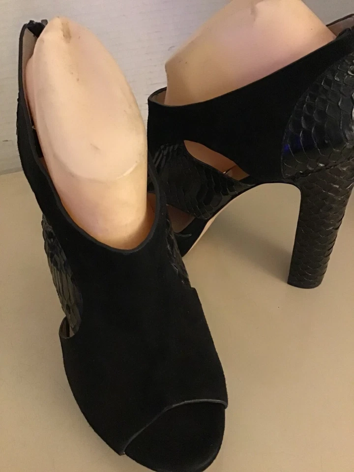 Barneys New York Mujer Negro Gamuza Cuero Plataforma Tacón Zapatos US 9.5 Euro 40.5 Foto 1 de 4