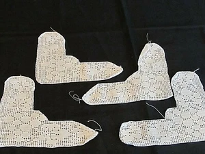 Antike Filet gehäkelte Tischdecke Ecken - Bild 1 von 5