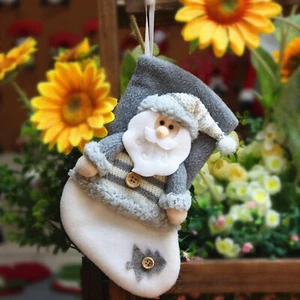 1pc Xmas Stocking Christmas Element Storage Snowman Elk Candy Sock Hanging - Picture 1 of 10