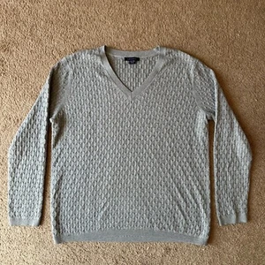 Tommy Hilfiger Sweater Womens XL V Neck Long Sleeve Grey Textured Pullover - Picture 1 of 11