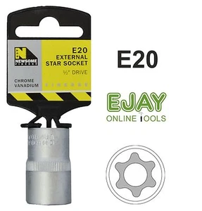E11 - E20 1/2in Drive External Star Sockets - Chrome Vanadium with Satin Finish - Picture 1 of 4