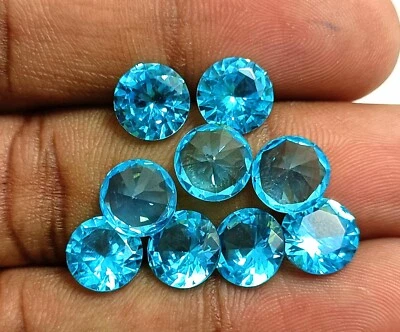 Natural Sky-Blue Sapphire 10Pcs Sri Lanka Round Cut Loose Gemstone 6x6 MM 25S - Image 1 of 4