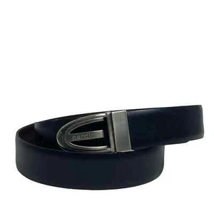 Vintage Pierre Cardin Logo Italy Leather Brown Black Reversible Buckle Belt - Picture 1 of 6